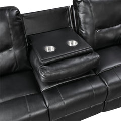 Maverick Black Double Reclining Sofa With Drop-down Cup Holders - Ornate Home