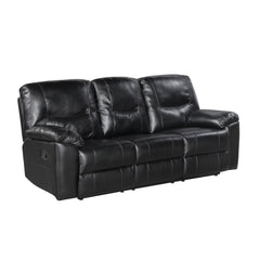 Maverick Black Double Reclining Sofa With Drop-down Cup Holders - Ornate Home