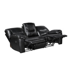 Maverick Black Double Reclining Sofa With Drop-down Cup Holders - Ornate Home