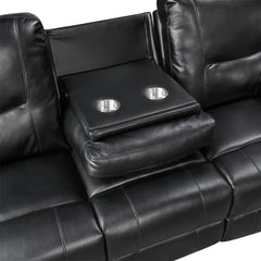 Maverick Black Double Reclining Sofa With Drop-down Cup Holders - Ornate Home