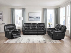Maverick Black Double Reclining Sofa With Drop-down Cup Holders - Ornate Home