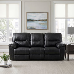 Maverick Black Double Reclining Sofa With Drop-down Cup Holders - Ornate Home