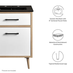Maverick Black/Oak 24" Bathroom Vanity - Ornate Home