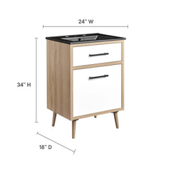 Maverick Black/Oak 24" Bathroom Vanity - Ornate Home