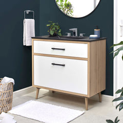 Maverick Black/Oak 36" Bathroom Vanity - Ornate Home