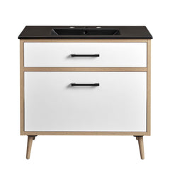 Maverick Black/Oak 36" Bathroom Vanity - Ornate Home