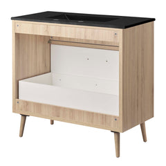 Maverick Black/Oak 36" Bathroom Vanity - Ornate Home