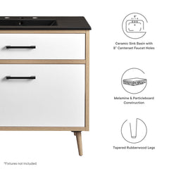 Maverick Black/Oak 36" Bathroom Vanity - Ornate Home
