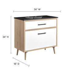 Maverick Black/Oak 36" Bathroom Vanity - Ornate Home