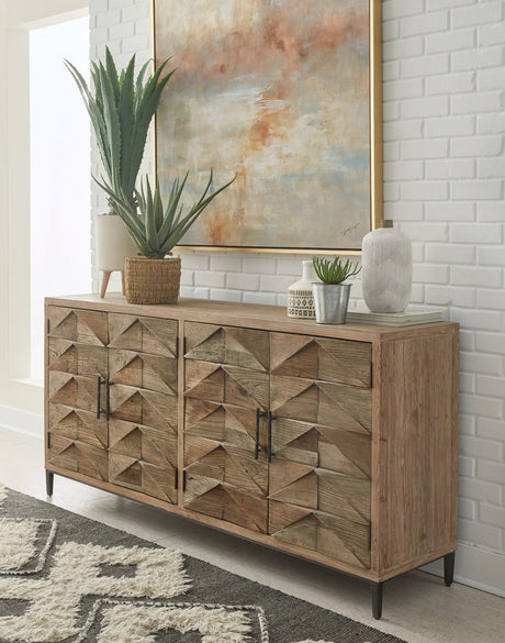 Maverick Brown/Natural Cabinet - Ornate Home