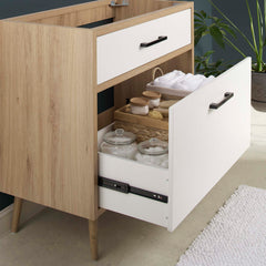 Maverick Oak/White 36" Bathroom Vanity Cabinet Sink Basin Not Included - Ornate Home