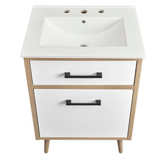 Maverick White/Oak 24" Bathroom Vanity - Ornate Home