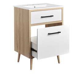 Maverick White/Oak 24" Bathroom Vanity - Ornate Home