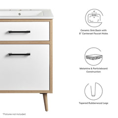 Maverick White/Oak 24" Bathroom Vanity - Ornate Home