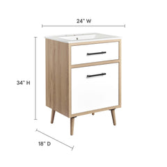 Maverick White/Oak 24" Bathroom Vanity - Ornate Home