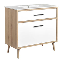 Maverick White/Oak 36" Bathroom Vanity - Ornate Home