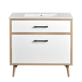 Maverick White/Oak 36" Bathroom Vanity - Ornate Home