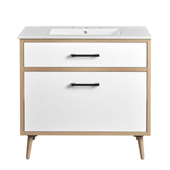 Maverick White/Oak 36" Bathroom Vanity - Ornate Home