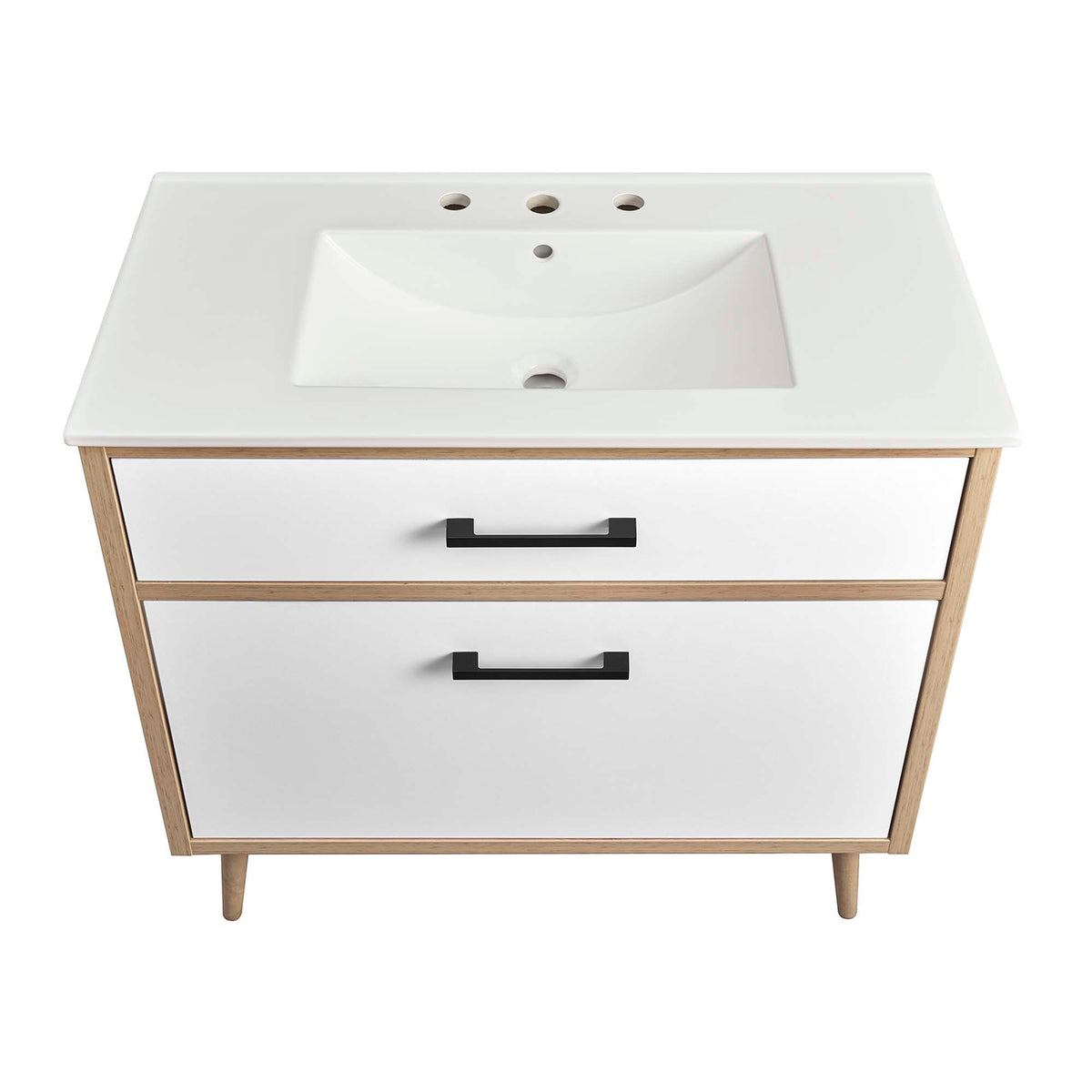 Maverick White/Oak 36" Bathroom Vanity - Ornate Home