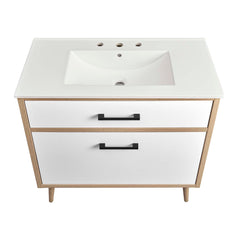 Maverick White/Oak 36" Bathroom Vanity - Ornate Home