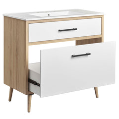 Maverick White/Oak 36" Bathroom Vanity - Ornate Home