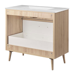 Maverick White/Oak 36" Bathroom Vanity - Ornate Home