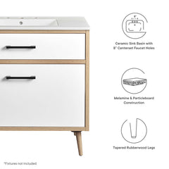 Maverick White/Oak 36" Bathroom Vanity - Ornate Home