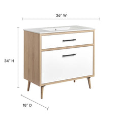 Maverick White/Oak 36" Bathroom Vanity - Ornate Home