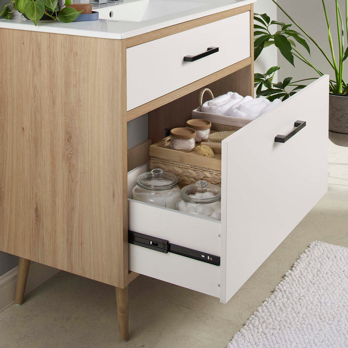 Maverick White/Oak 36" Bathroom Vanity - Ornate Home