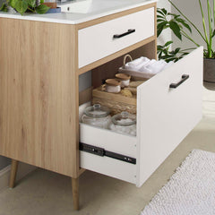 Maverick White/Oak 36" Bathroom Vanity - Ornate Home