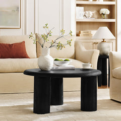 Mavina Black Round Mango Wood Coffee Table - Ornate Home
