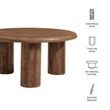 Mavina Walnut Round Mango Wood Coffee Table - Ornate Home