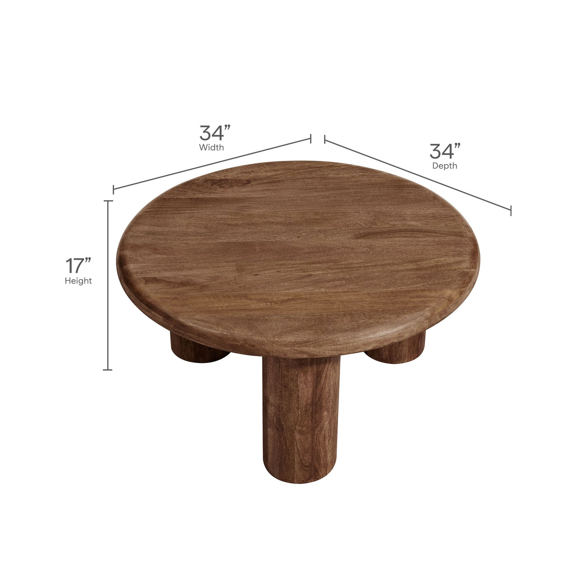 Mavina Walnut Round Mango Wood Coffee Table - Ornate Home
