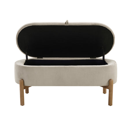 Mavis Taupe Lift Top Storage Bench - Ornate Home