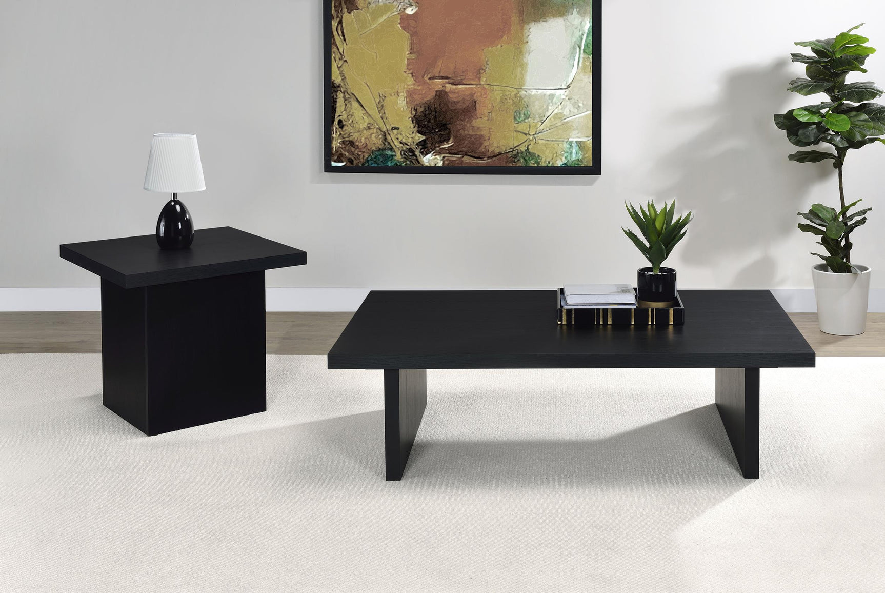 Max Black Rectangular Engineered Laminate Coffee Table - Ornate Home