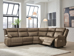 Max-Media Biscotti 5-Piece Power Reclining Sectional with Power Armless Recliner - Ornate Home