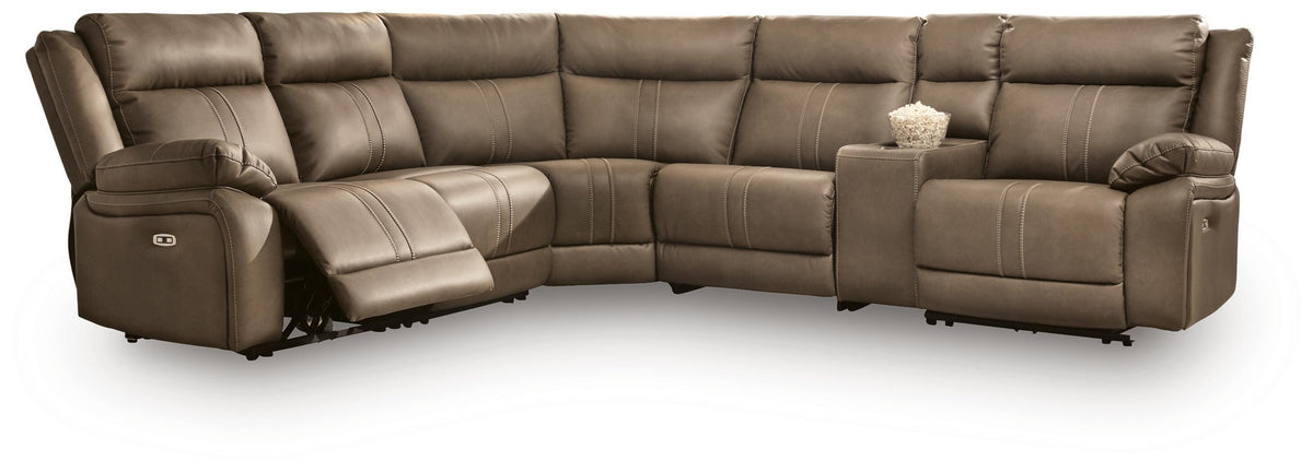 Max-Media Biscotti 6-Piece Power Reclining Sectional with Audio Console and 2 Armless Chairs - Ornate Home