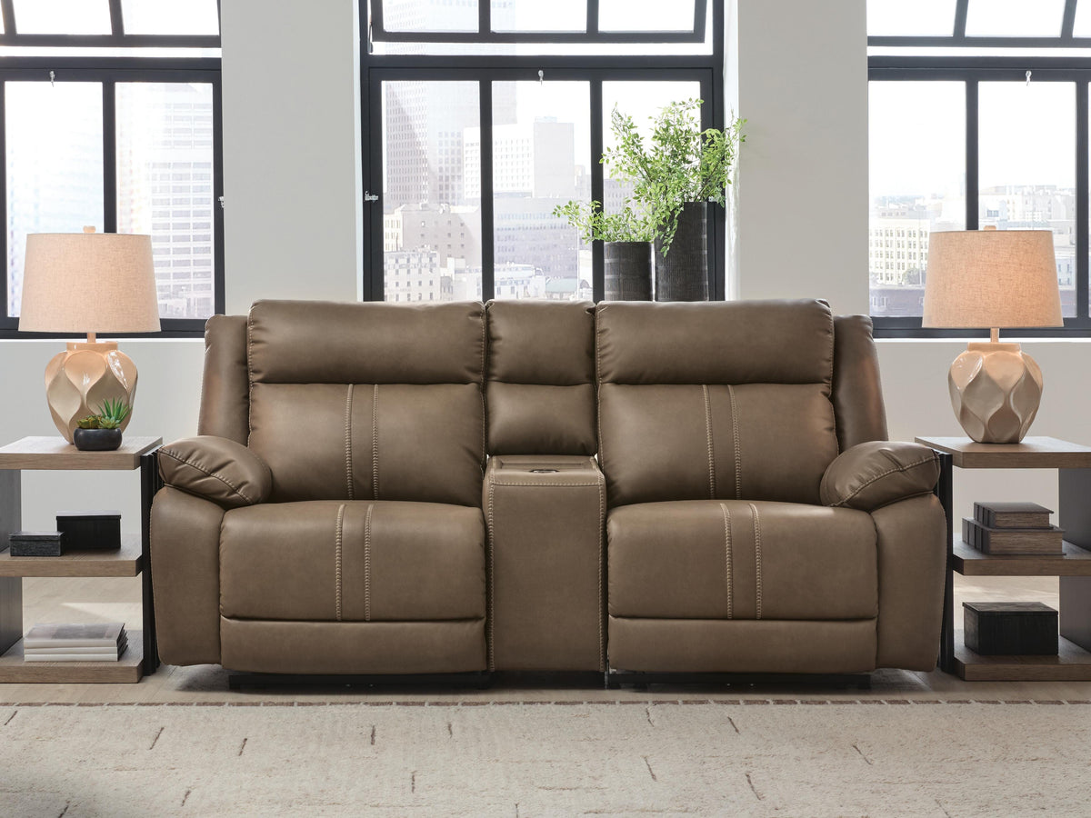 Max-Momentum Biscotti 3-Piece Power Reclining Sectional Loveseat with Audio Console - Ornate Home