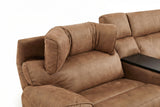MaxView Media Mocha 6-Piece Power Reclining Sectional with Immersive Sound System - Ornate Home