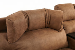 MaxView Media Mocha 6-Piece Power Reclining Sectional with Immersive Sound System - Ornate Home