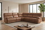 MaxView Media Mocha 6-Piece Power Reclining Sectional with Immersive Sound System - Ornate Home