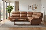 MaxView Media Mocha 6-Piece Power Reclining Sectional with Immersive Sound System - Ornate Home
