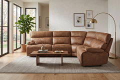 MaxView Media Mocha 6-Piece Power Reclining Sectional with Immersive Sound System - Ornate Home