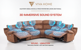 MaxView Media Mocha 6-Piece Power Reclining Sectional with Immersive Sound System - Ornate Home