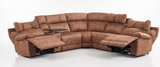 MaxView Media Mocha 6-Piece Power Reclining Sectional with Immersive Sound System - Ornate Home