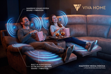 MaxView Media Mocha 6-Piece Power Reclining Sectional with Immersive Sound System - Ornate Home