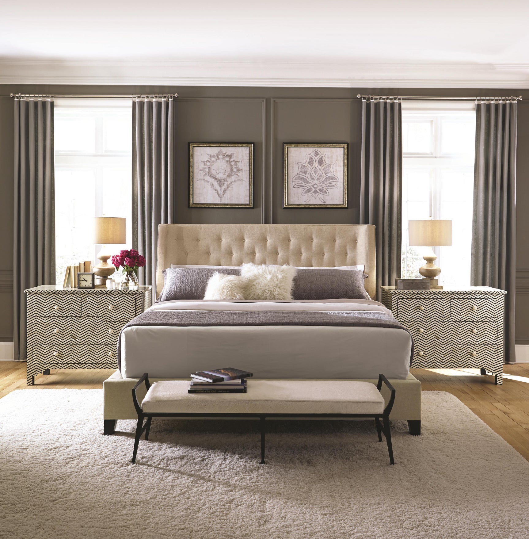Maxime Espresso King Shelter Bed - Ornate Home