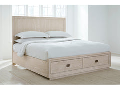 Maxime Two Drawer Footboard Queen Storage Platform Bed In Ash - Ornate Home