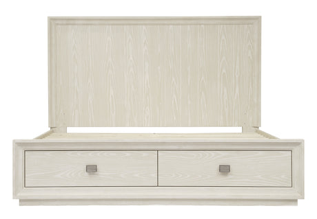 Maxime Two Drawer Footboard Queen Storage Platform Bed In Ash - Ornate Home