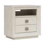 Maxime Two Drawer USB-Charging Nightstand in Ash - Ornate Home